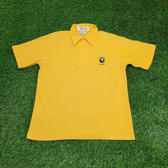 Vintage 80s Pittsburgh Steelers Logo 7 Polo Shirt M/L 21x25 Yellow USA - Picture 1 of 11